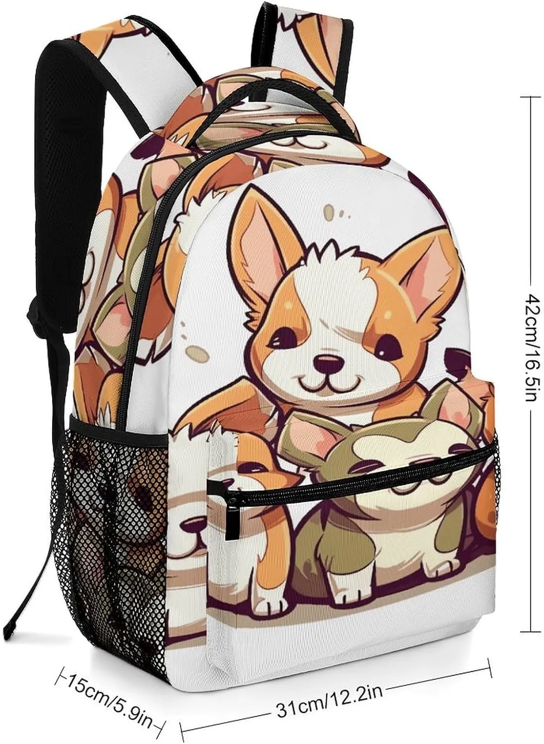 Small Backpacks Personalized Cute Corgi Puppy Printing Travel Bag Lightweight Travel Backpack For Women Men