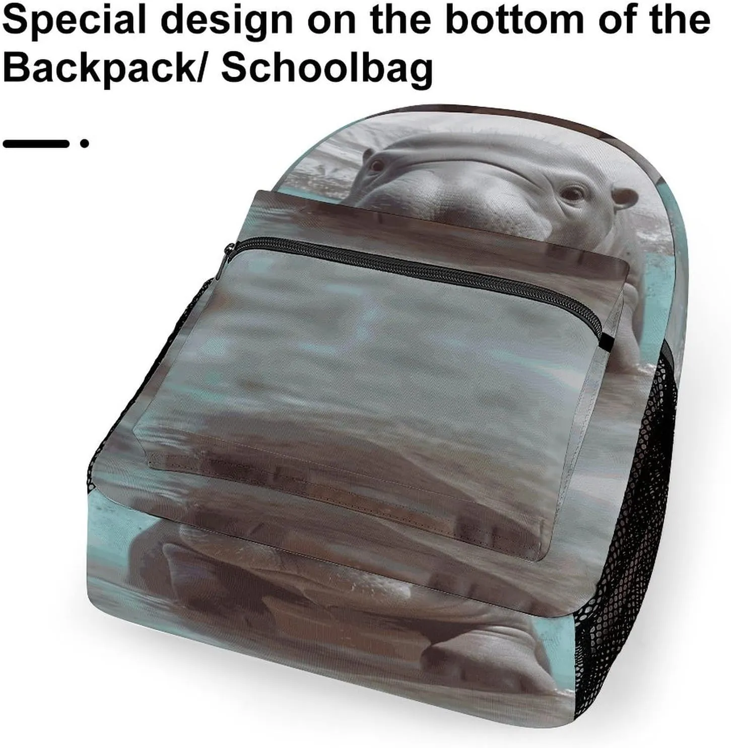 Small Backpacks Personalized Cute Hippo Printing Travel Bag Lightweight Travel Backpack For Women Men
