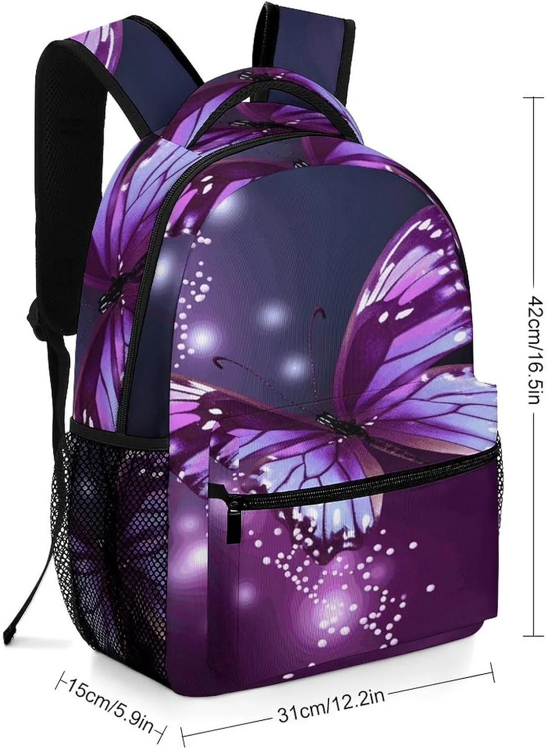 Small Backpacks Personalized Cute Purple Butterfly Printing Travel Bag Lightweight Travel Backpack For Women Men