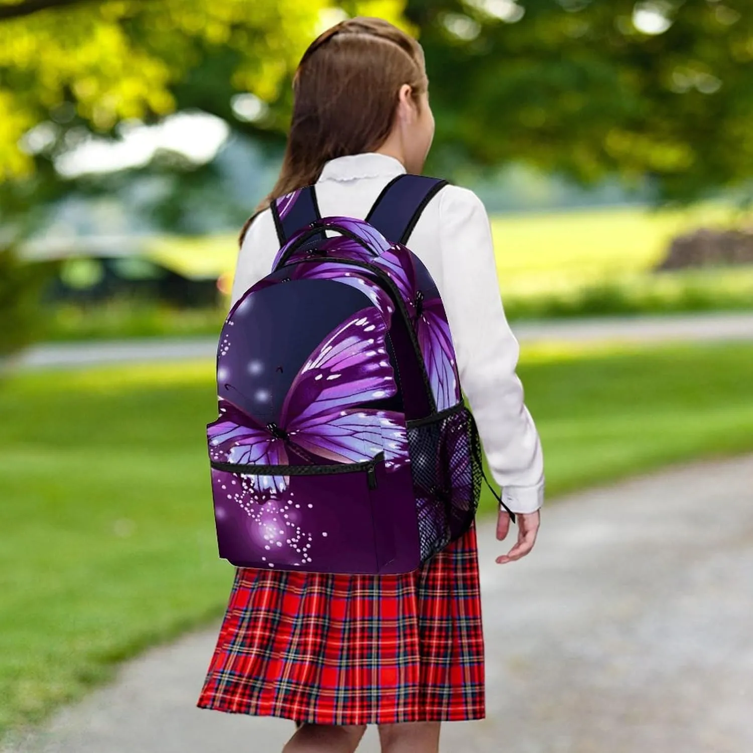Small Backpacks Personalized Cute Purple Butterfly Printing Travel Bag Lightweight Travel Backpack For Women Men