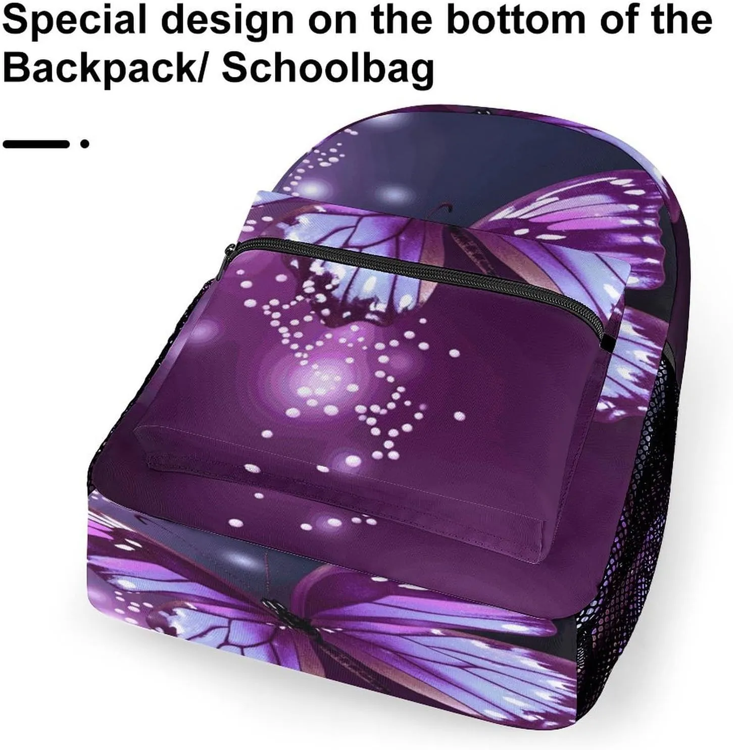 Small Backpacks Personalized Cute Purple Butterfly Printing Travel Bag Lightweight Travel Backpack For Women Men
