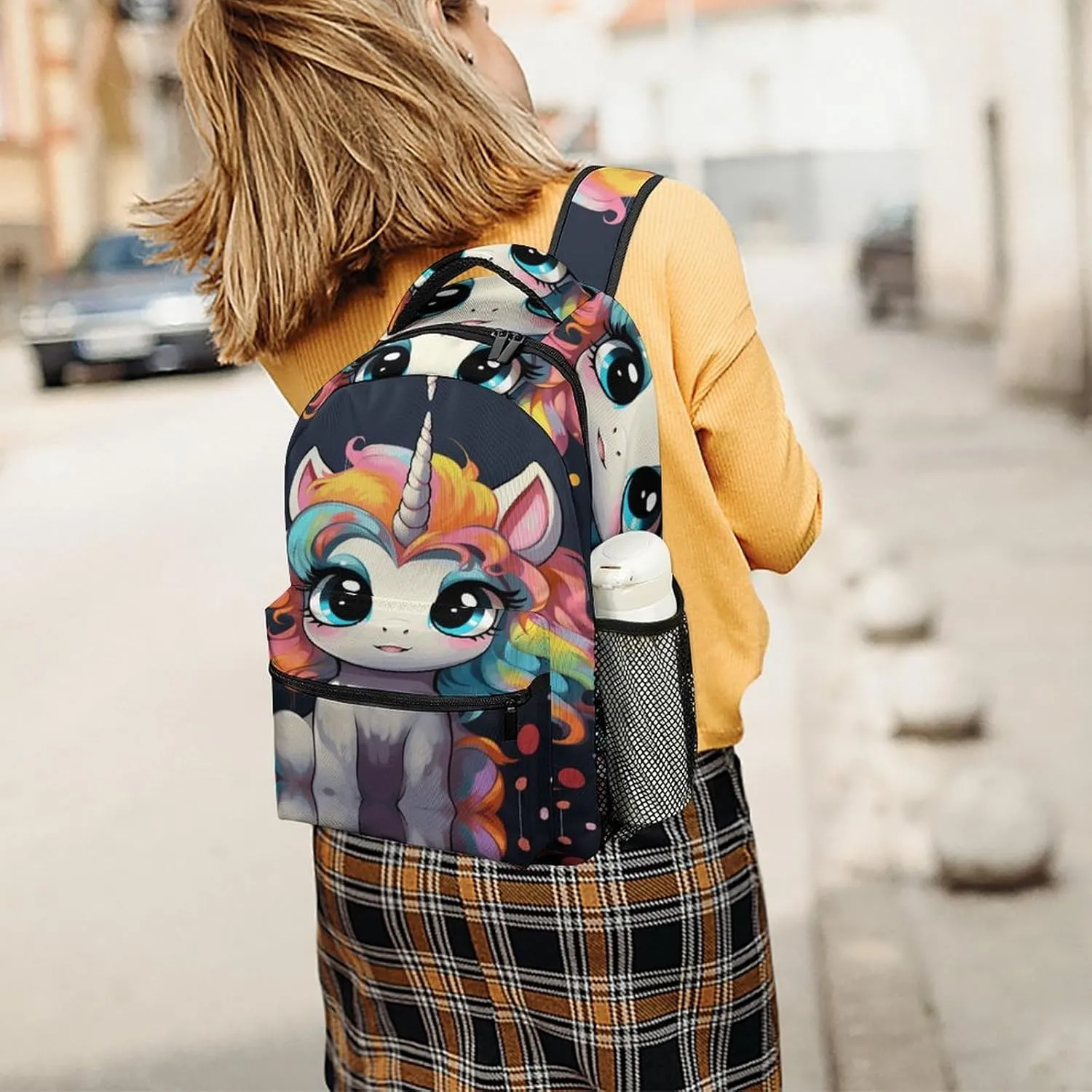 Small Backpacks Personalized Cute with Colorful Hairstyle Printing Travel Bag Lightweight Travel Backpack For Women Men