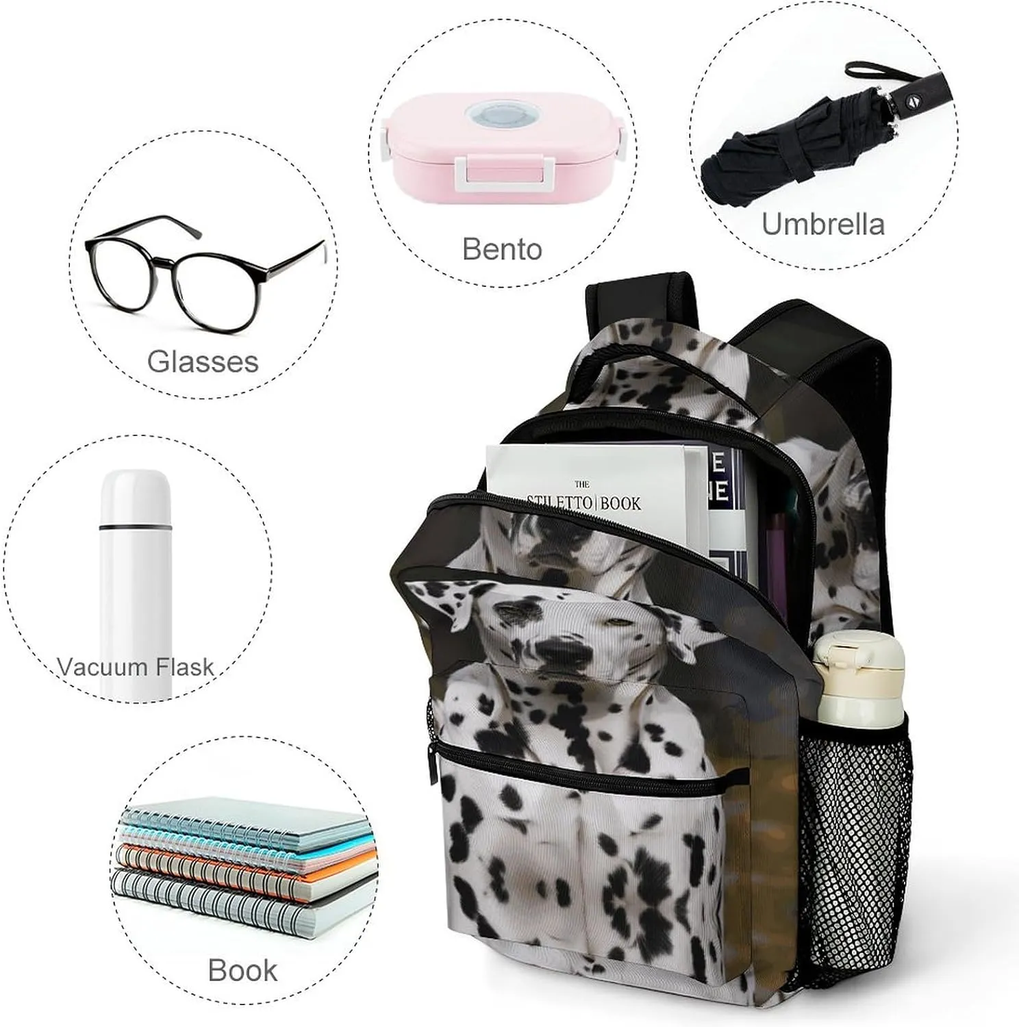 Small Backpacks Personalized Dalmatian Dog Printing Travel Bag Lightweight Travel Backpack For Women Men