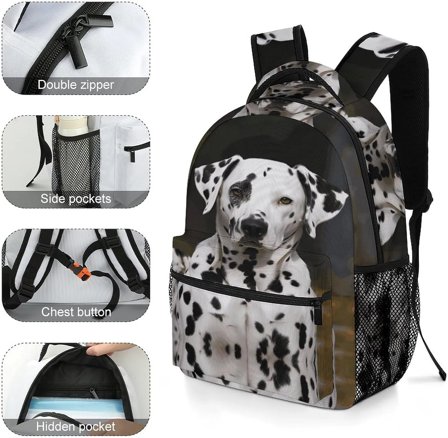 Small Backpacks Personalized Dalmatian Dog Printing Travel Bag Lightweight Travel Backpack For Women Men