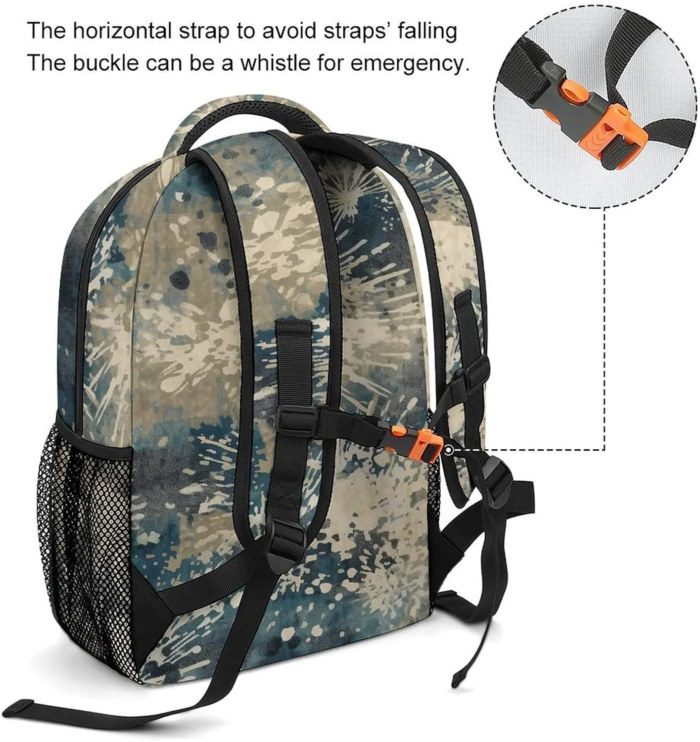Small Backpacks Personalized Dark Blue Pattern Printing Travel Bag Lightweight Travel Backpack For Women Men