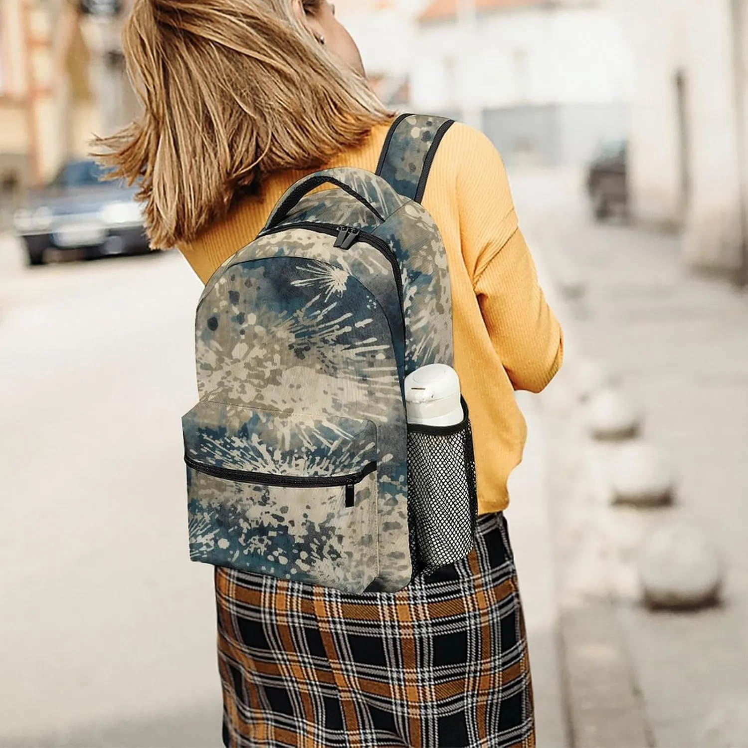Small Backpacks Personalized Dark Blue Pattern Printing Travel Bag Lightweight Travel Backpack For Women Men