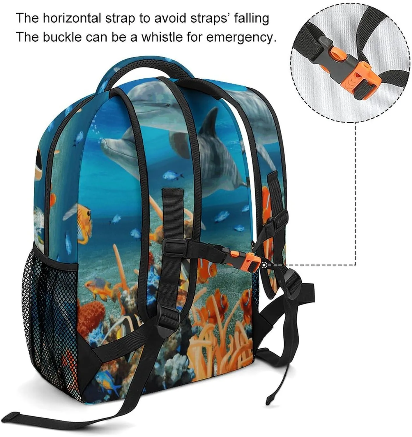 Small Backpacks Personalized Dolphins Blue Printing Travel Bag Lightweight Travel Backpack For Women Men