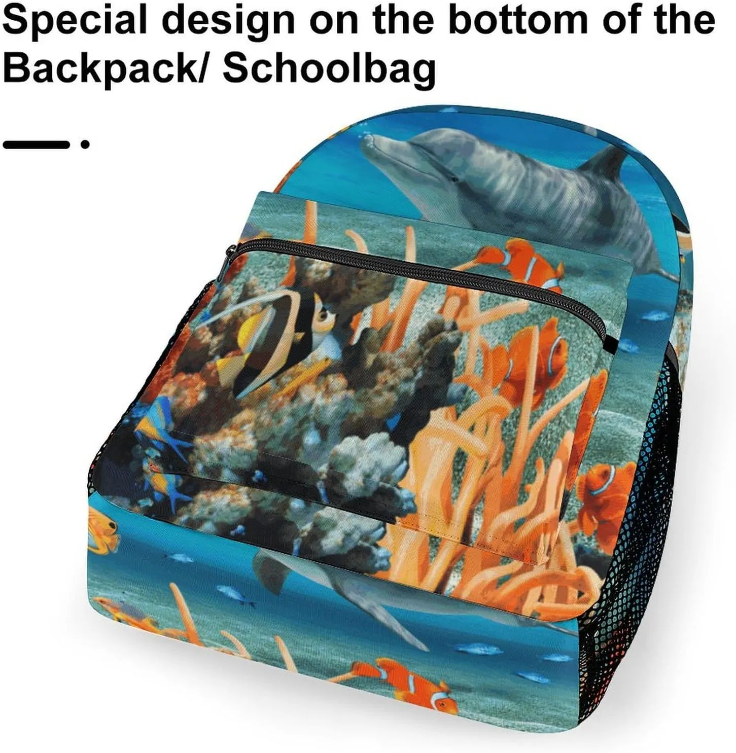 Small Backpacks Personalized Dolphins Blue Printing Travel Bag Lightweight Travel Backpack For Women Men