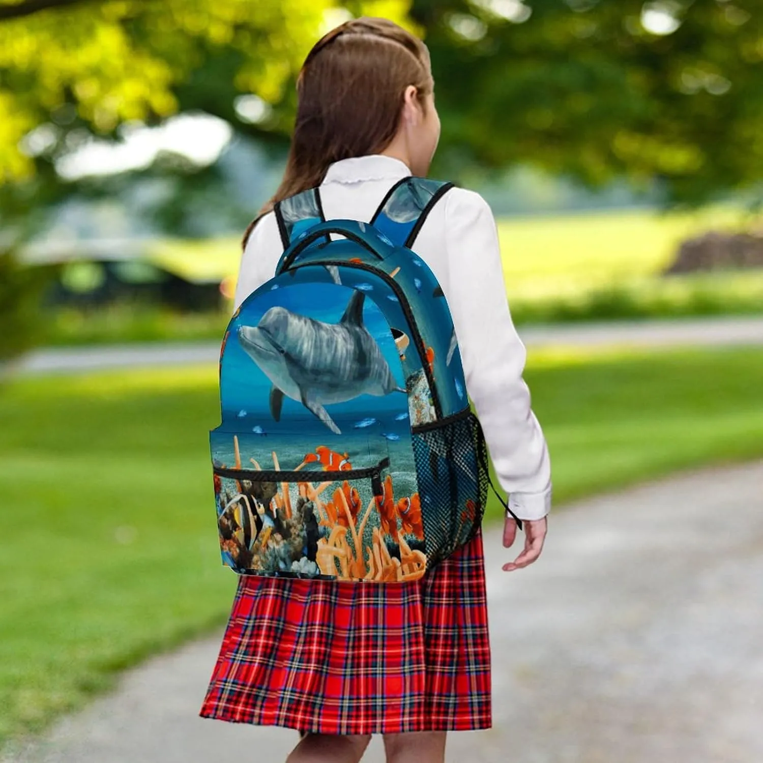Small Backpacks Personalized Dolphins Blue Printing Travel Bag Lightweight Travel Backpack For Women Men