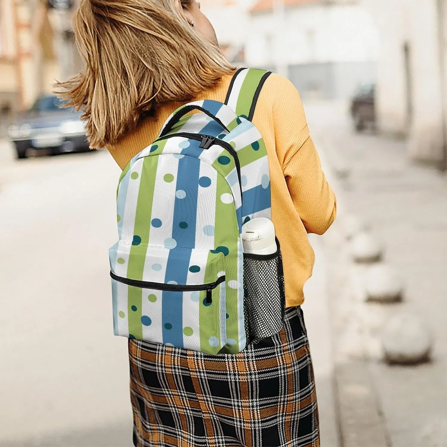 Small Backpacks Personalized Dots And Stripes Printing Travel Bag Lightweight Travel Backpack For Women Men