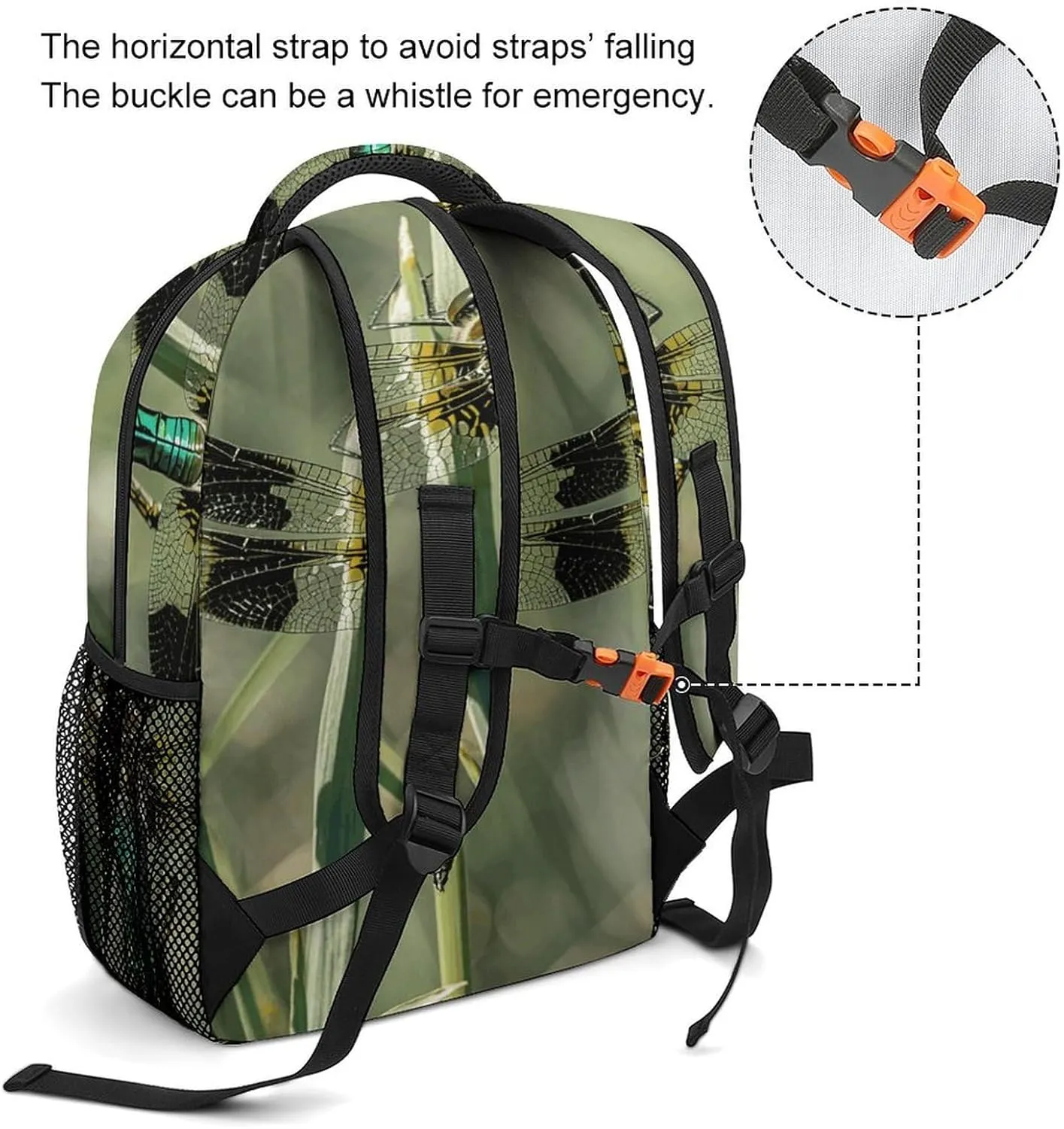 Small Backpacks Personalized Dragonfly Black Printing Travel Bag Lightweight Travel Backpack For Women Men