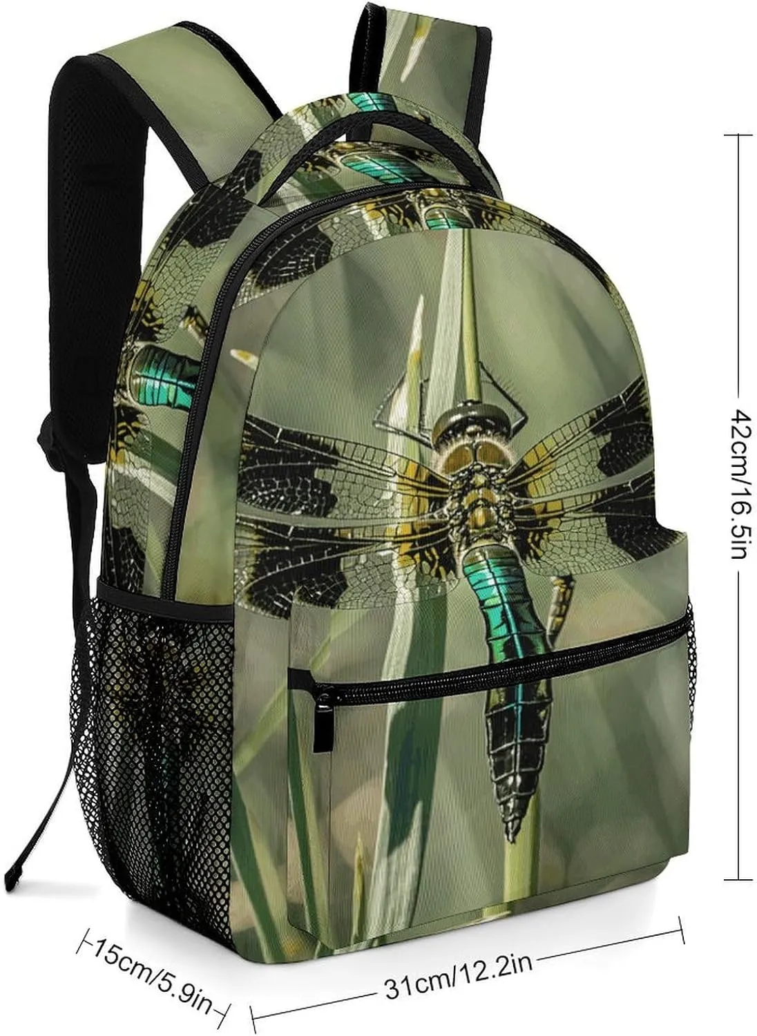 Small Backpacks Personalized Dragonfly Black Printing Travel Bag Lightweight Travel Backpack For Women Men