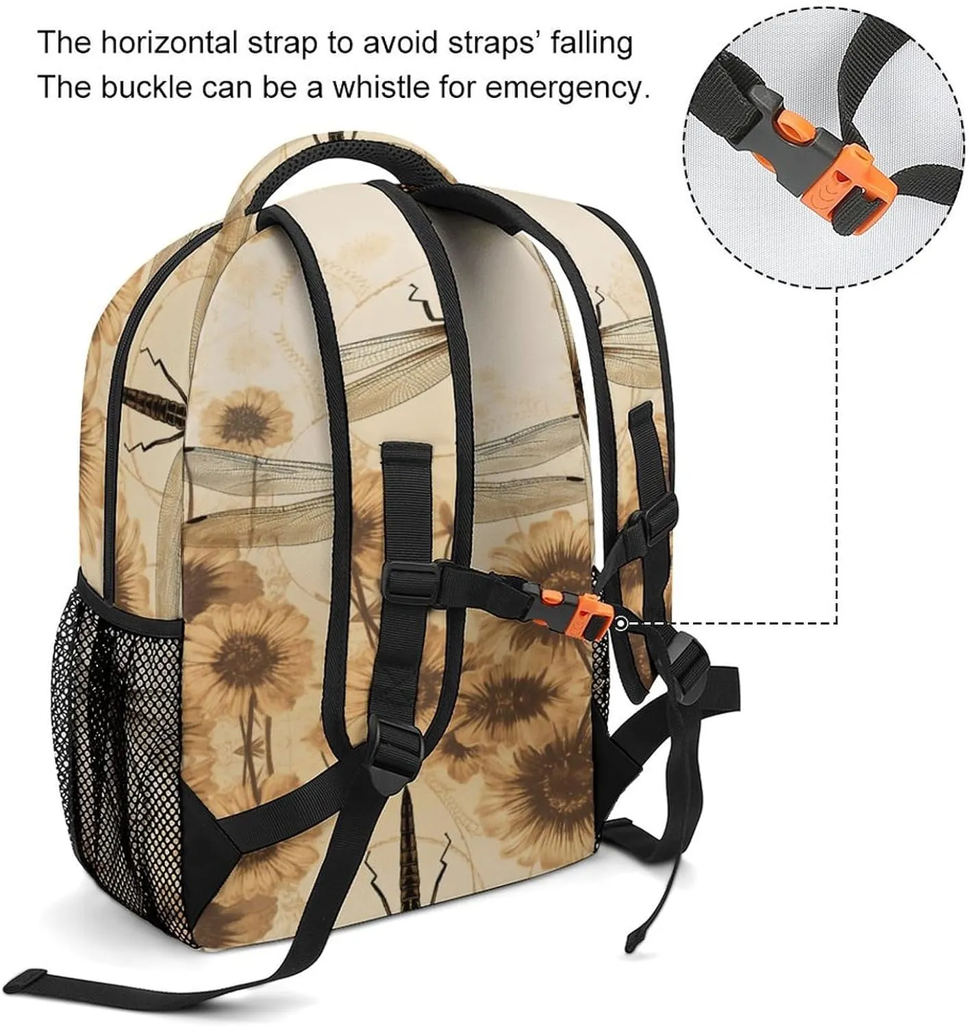Small Backpacks Personalized Dragonfly on Sunflower Printing Travel Bag Lightweight Travel Backpack For Women Men