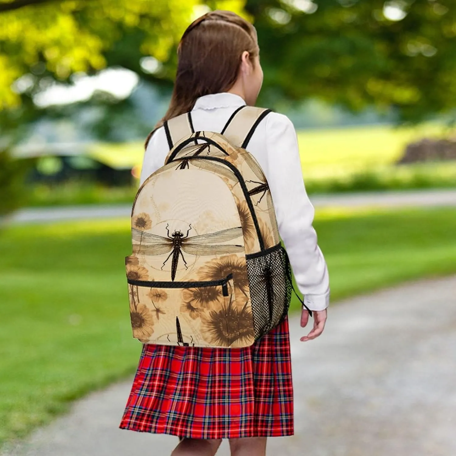 Small Backpacks Personalized Dragonfly on Sunflower Printing Travel Bag Lightweight Travel Backpack For Women Men