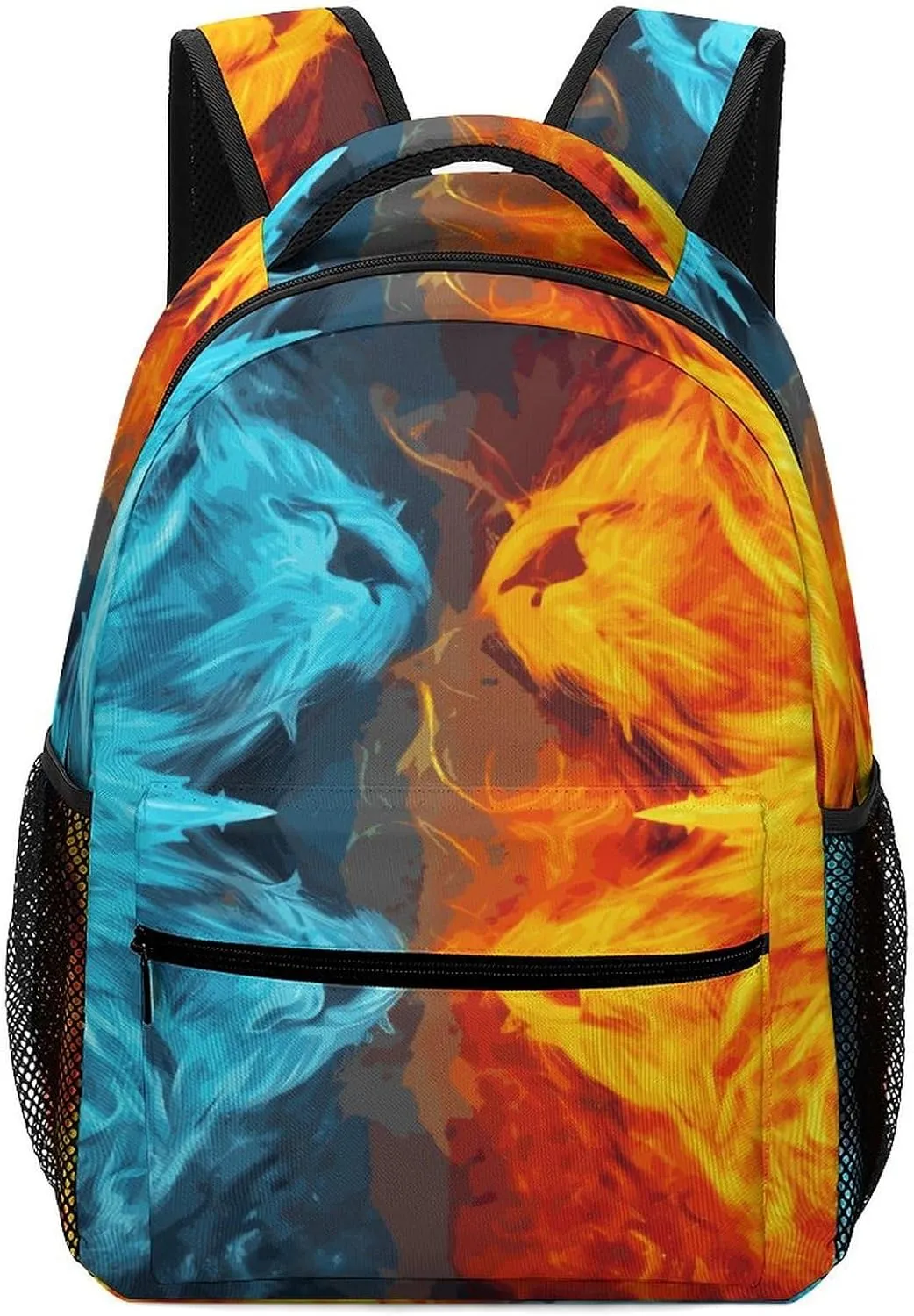 Small Backpacks Personalized Fire Vs Ice Art Printing Travel Bag Lightweight Travel Backpack For Women Men