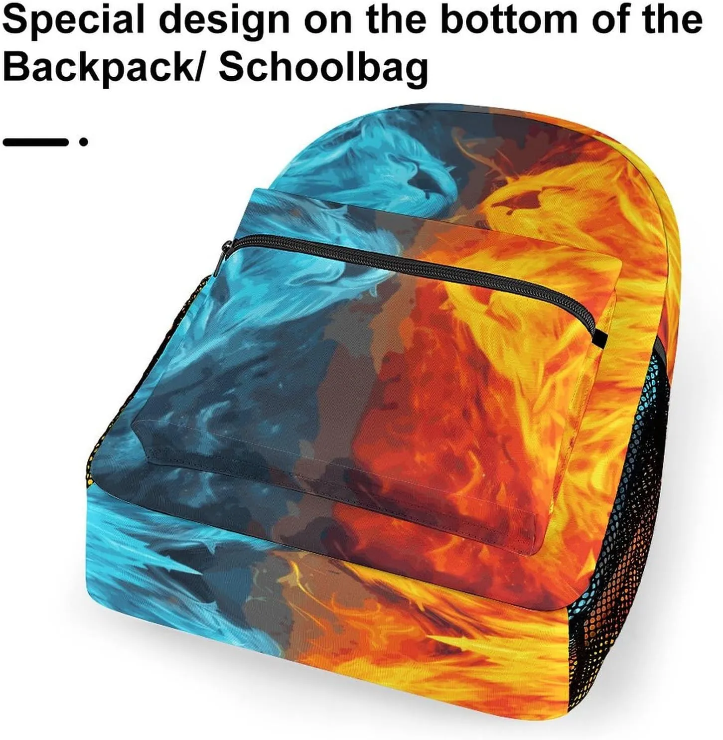 Small Backpacks Personalized Fire Vs Ice Art Printing Travel Bag Lightweight Travel Backpack For Women Men