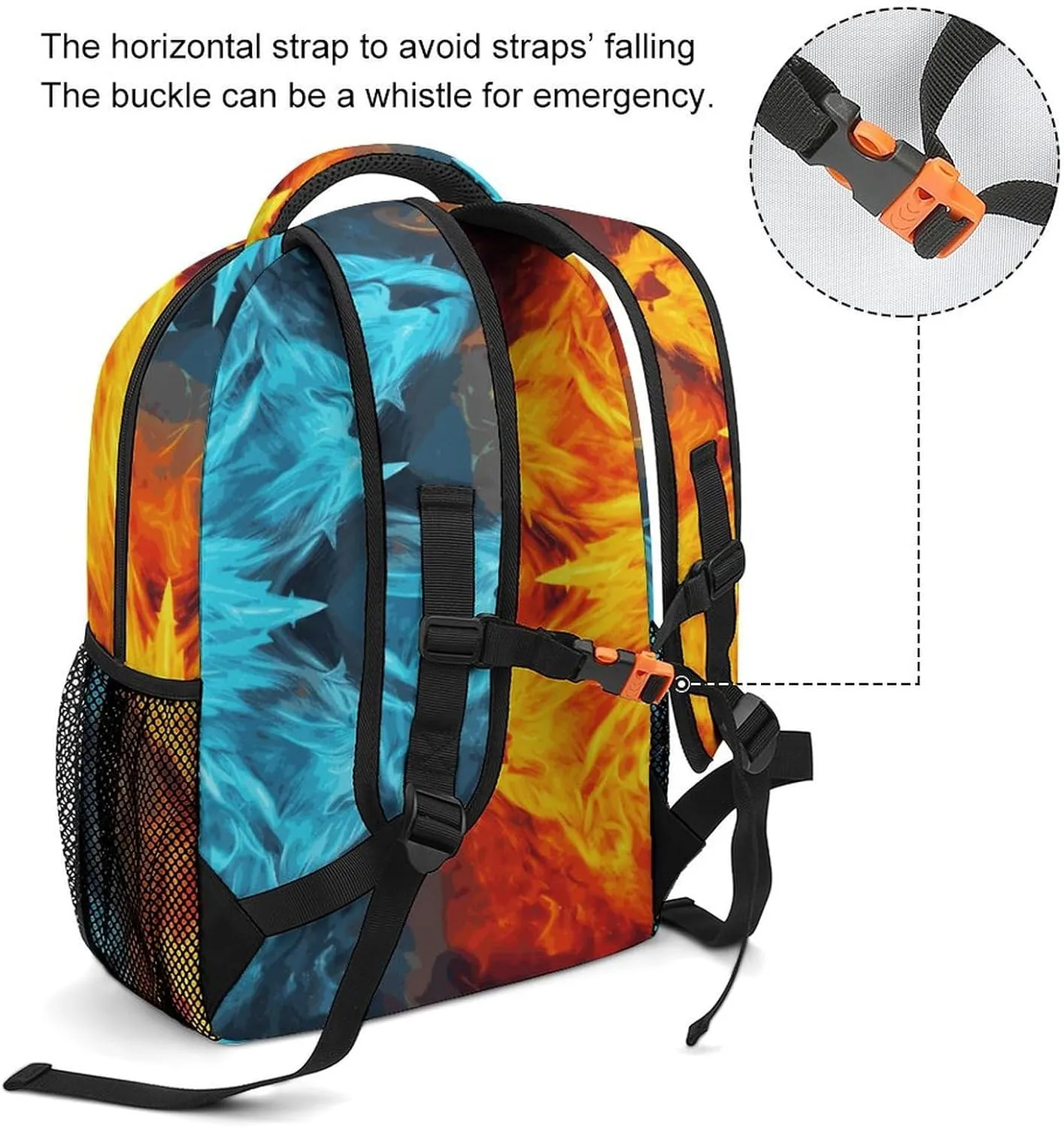 Small Backpacks Personalized Fire Vs Ice Art Printing Travel Bag Lightweight Travel Backpack For Women Men