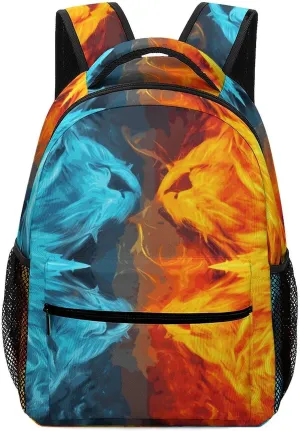 Small Backpacks Personalized Fire Vs Ice Art Printing Travel Bag Lightweight Travel Backpack For Women Men