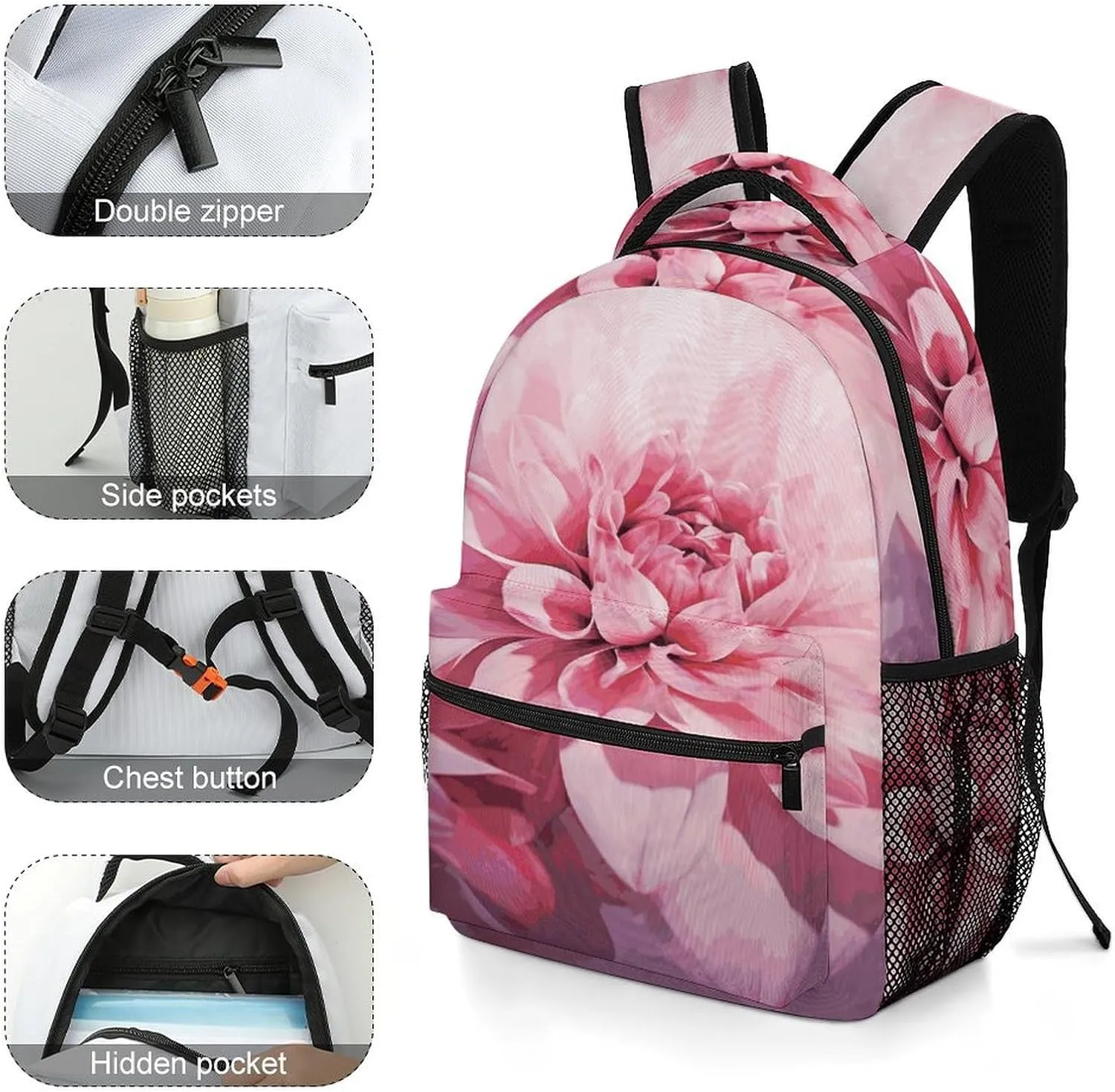 Small Backpacks Personalized Flower Printing Travel Bag Lightweight Travel Backpack For Women Men