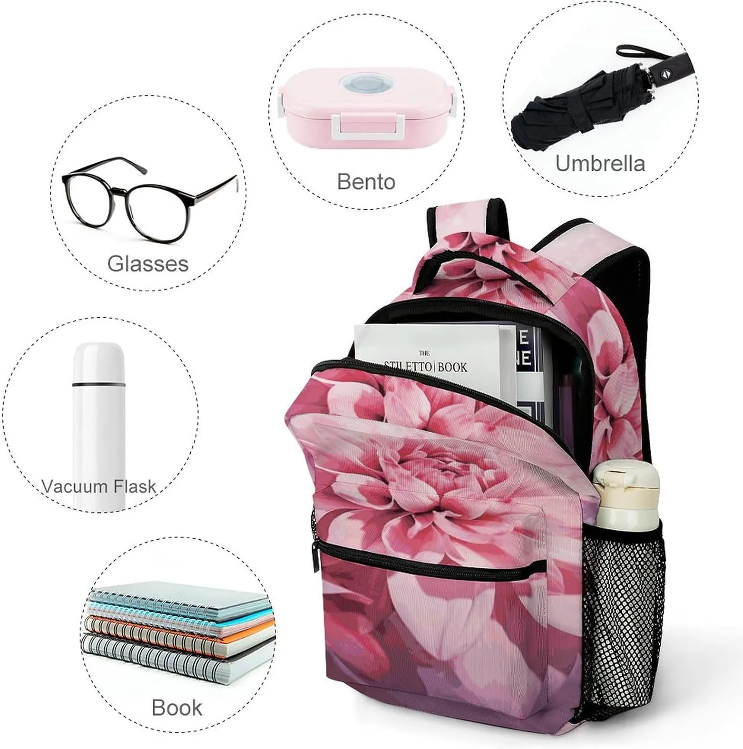 Small Backpacks Personalized Flower Printing Travel Bag Lightweight Travel Backpack For Women Men