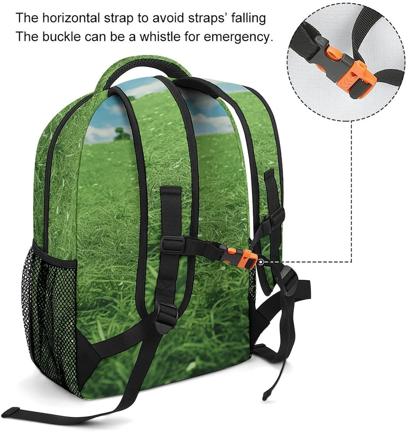 Small Backpacks Personalized Green Lawn Printing Travel Bag Lightweight Travel Backpack For Women Men