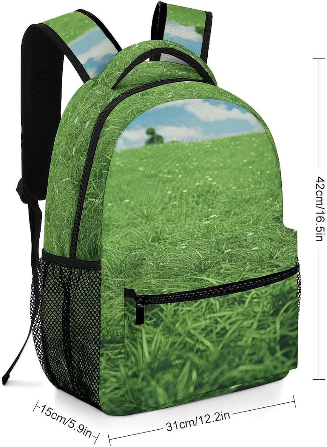 Small Backpacks Personalized Green Lawn Printing Travel Bag Lightweight Travel Backpack For Women Men