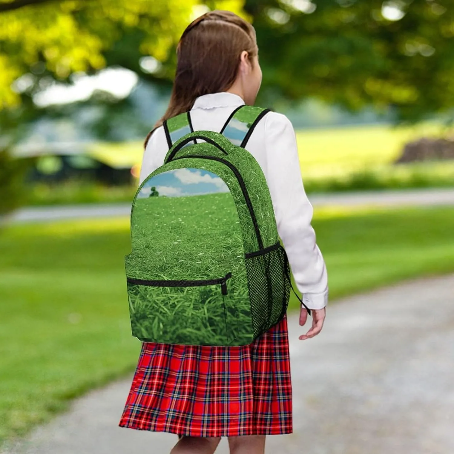Small Backpacks Personalized Green Lawn Printing Travel Bag Lightweight Travel Backpack For Women Men