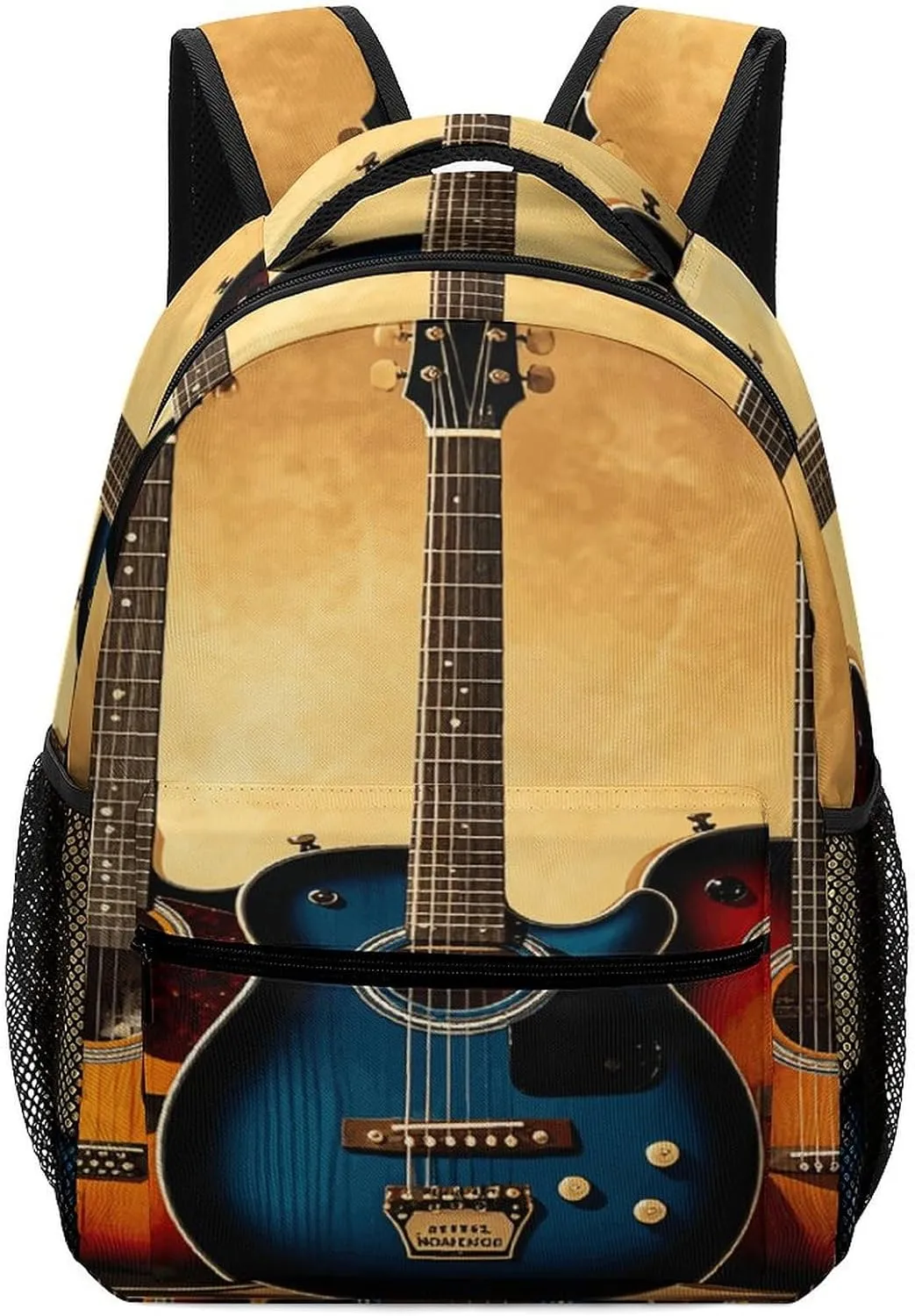 Small Backpacks Personalized Guitar Collection Printing Travel Bag Lightweight Travel Backpack For Women Men