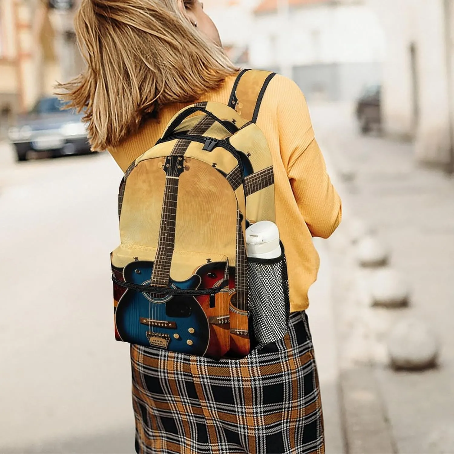 Small Backpacks Personalized Guitar Collection Printing Travel Bag Lightweight Travel Backpack For Women Men