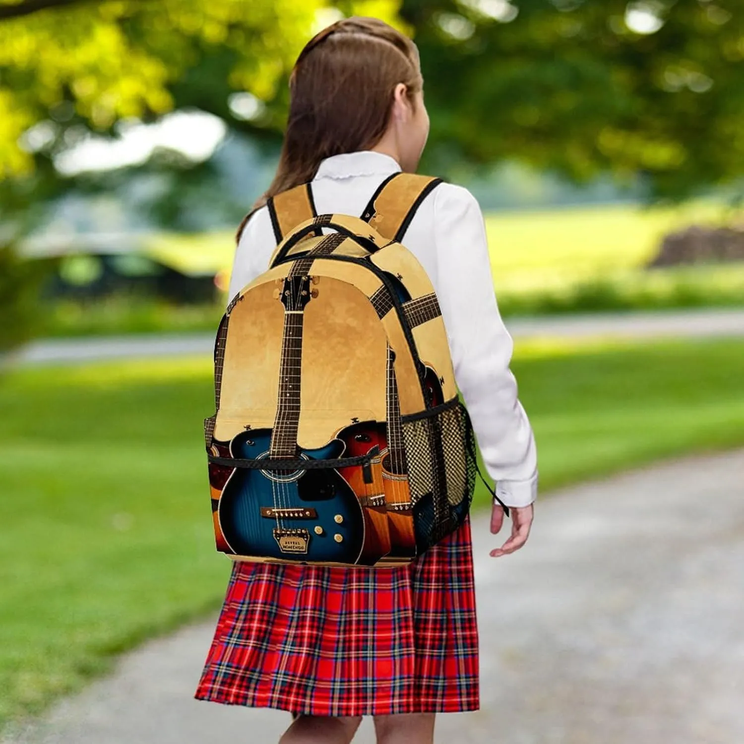 Small Backpacks Personalized Guitar Collection Printing Travel Bag Lightweight Travel Backpack For Women Men