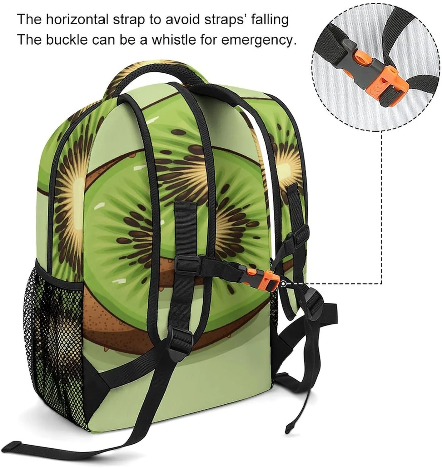 Small Backpacks Personalized Half Kiwi Printing Travel Bag Lightweight Travel Backpack For Women Men