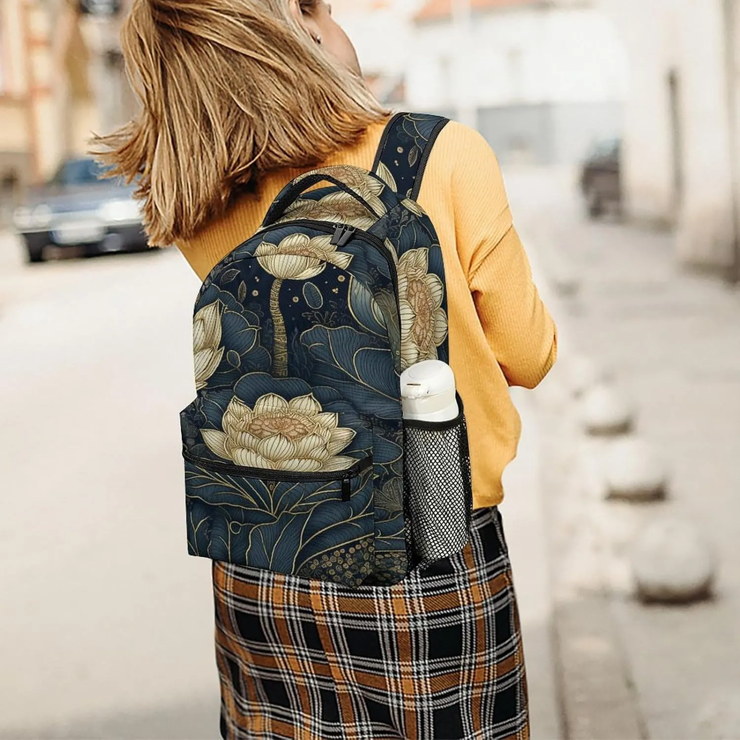 Small Backpacks Personalized Intricate Flowers Printing Travel Bag Lightweight Travel Backpack For Women Men