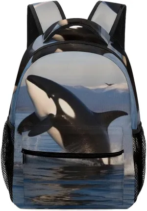 Small Backpacks Personalized Killer Whale Printing Travel Bag Lightweight Travel Backpack For Women Men