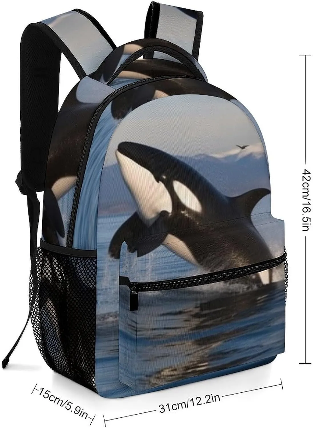 Small Backpacks Personalized Killer Whale Printing Travel Bag Lightweight Travel Backpack For Women Men
