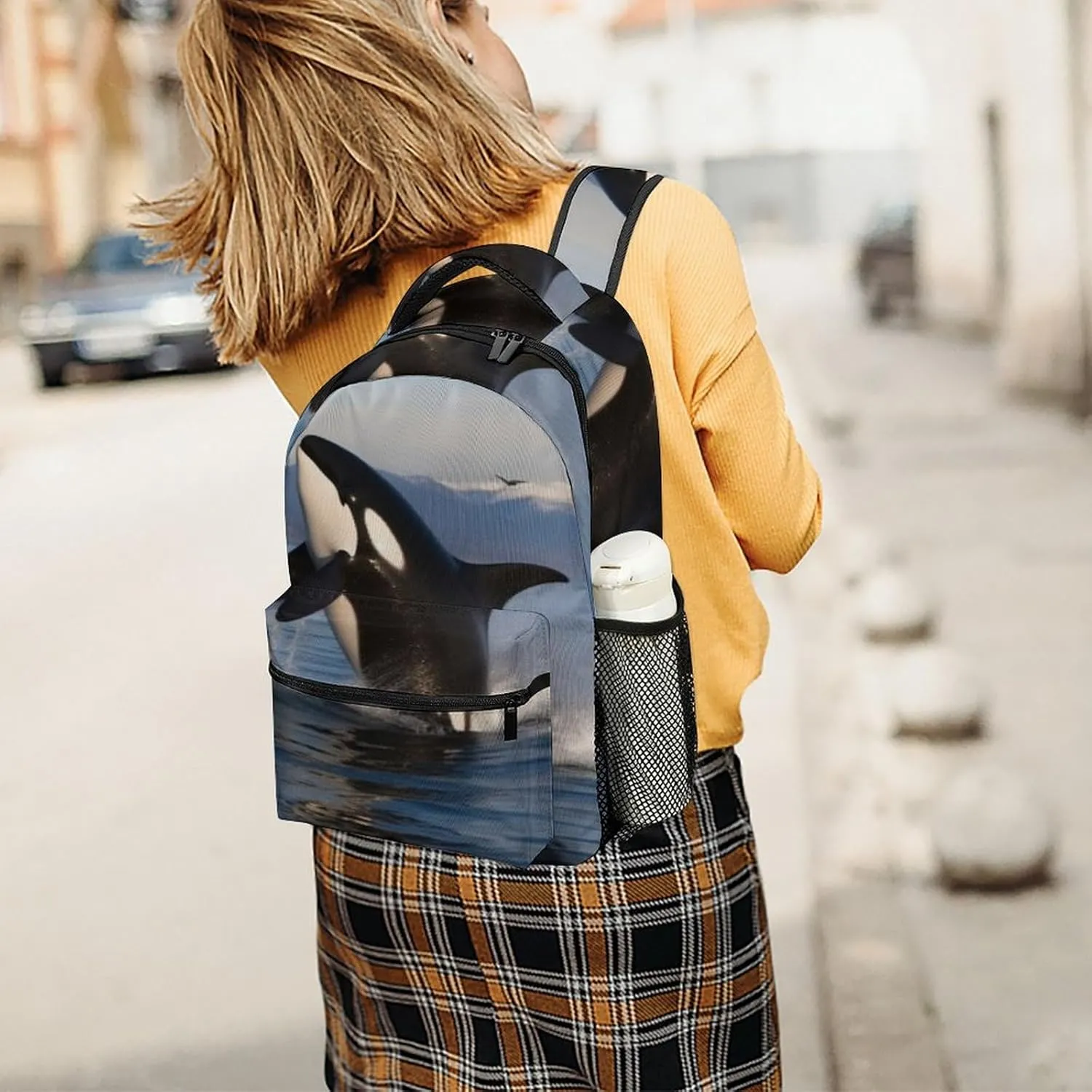 Small Backpacks Personalized Killer Whale Printing Travel Bag Lightweight Travel Backpack For Women Men
