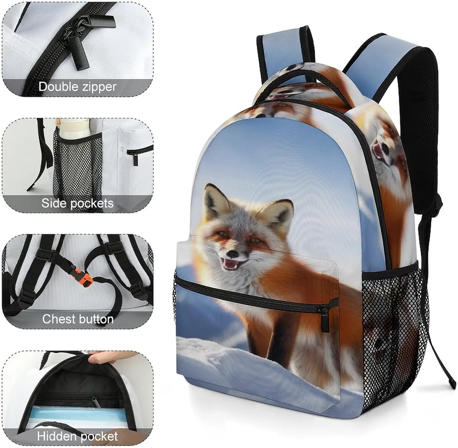 Small Backpacks Personalized Little Animals On The Snow Printing Travel Bag Lightweight Travel Backpack For Women Men