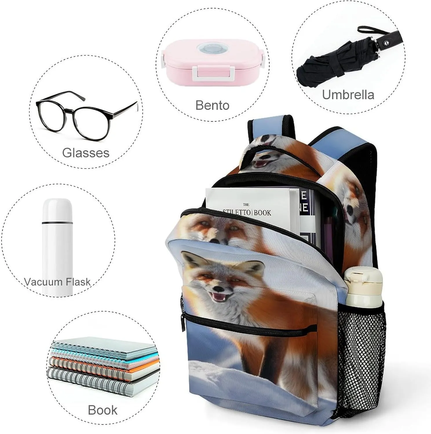 Small Backpacks Personalized Little Animals On The Snow Printing Travel Bag Lightweight Travel Backpack For Women Men