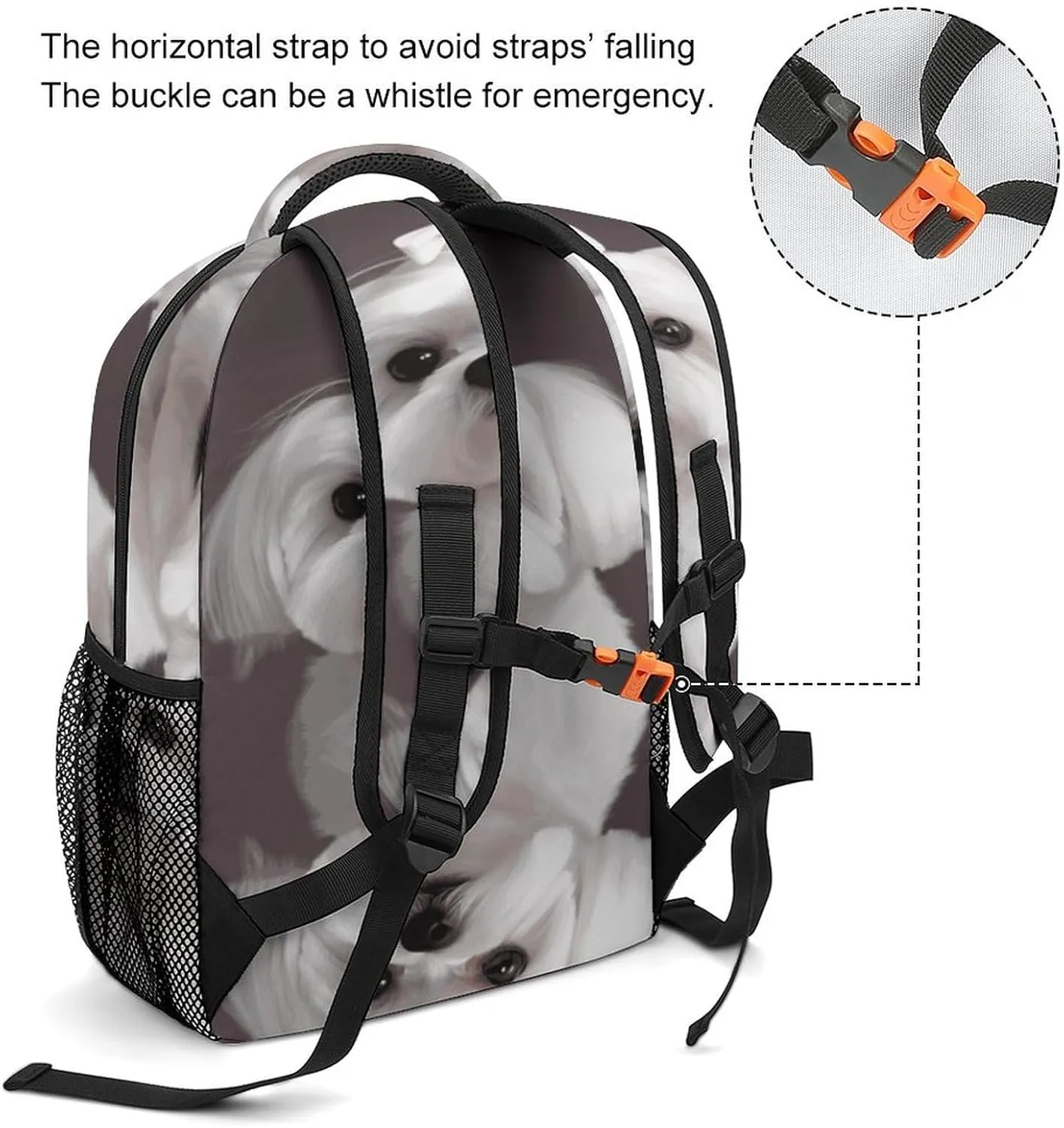 Small Backpacks Personalized Lovely Maltese Dog Printing Travel Bag Lightweight Travel Backpack For Women Men