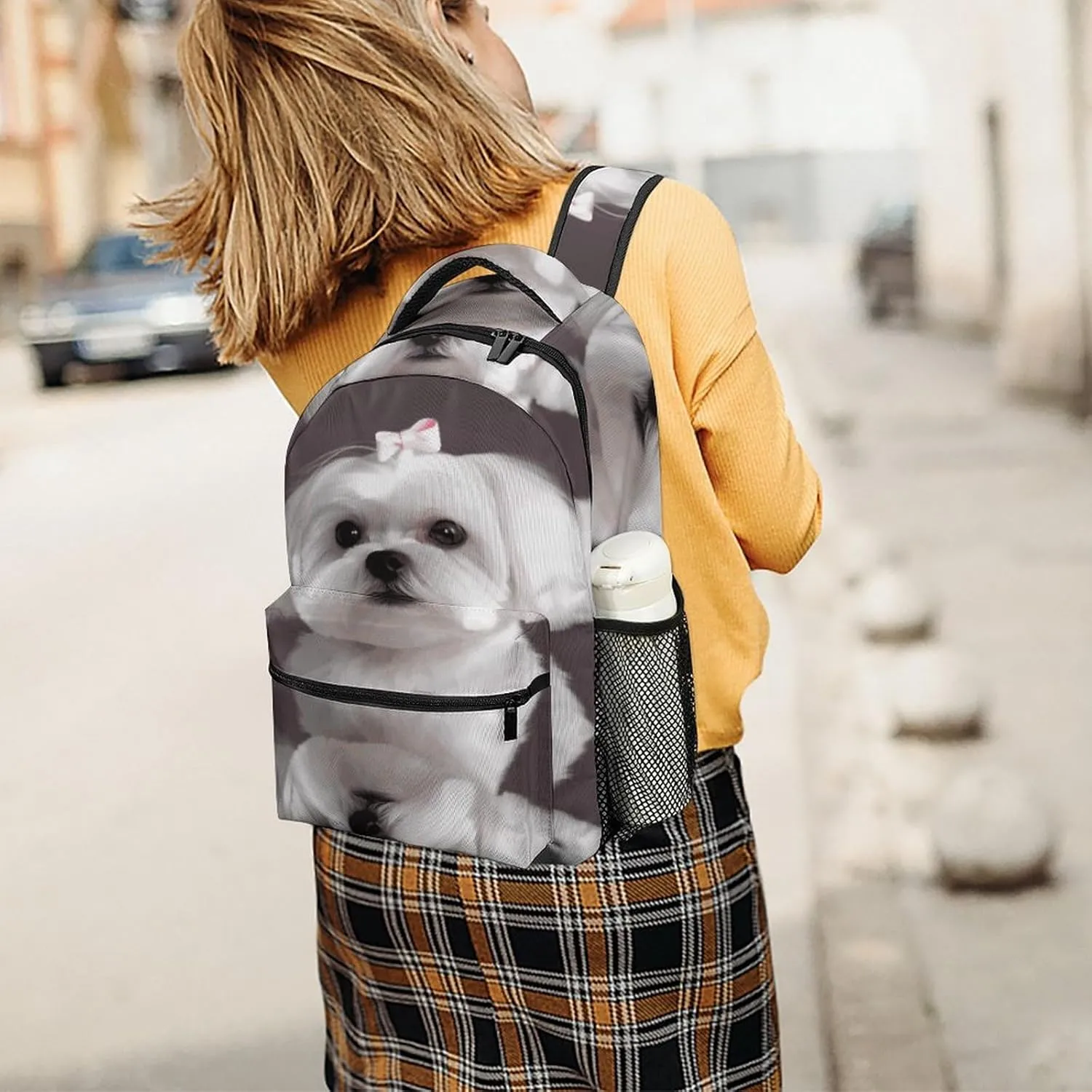 Small Backpacks Personalized Lovely Maltese Dog Printing Travel Bag Lightweight Travel Backpack For Women Men
