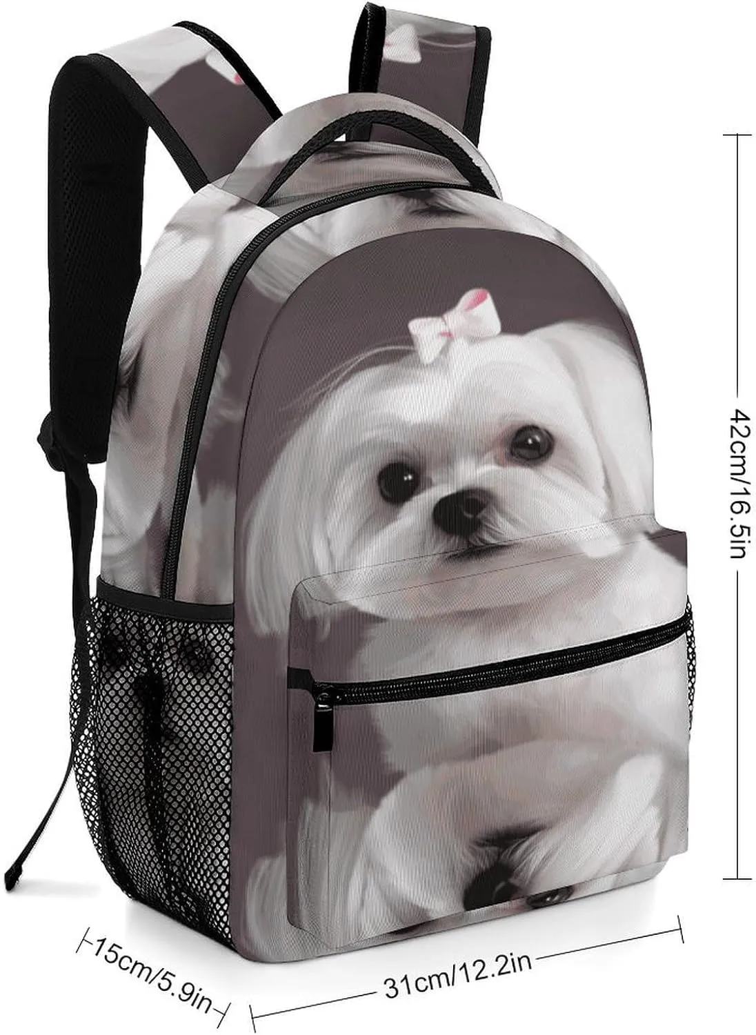 Small Backpacks Personalized Lovely Maltese Dog Printing Travel Bag Lightweight Travel Backpack For Women Men