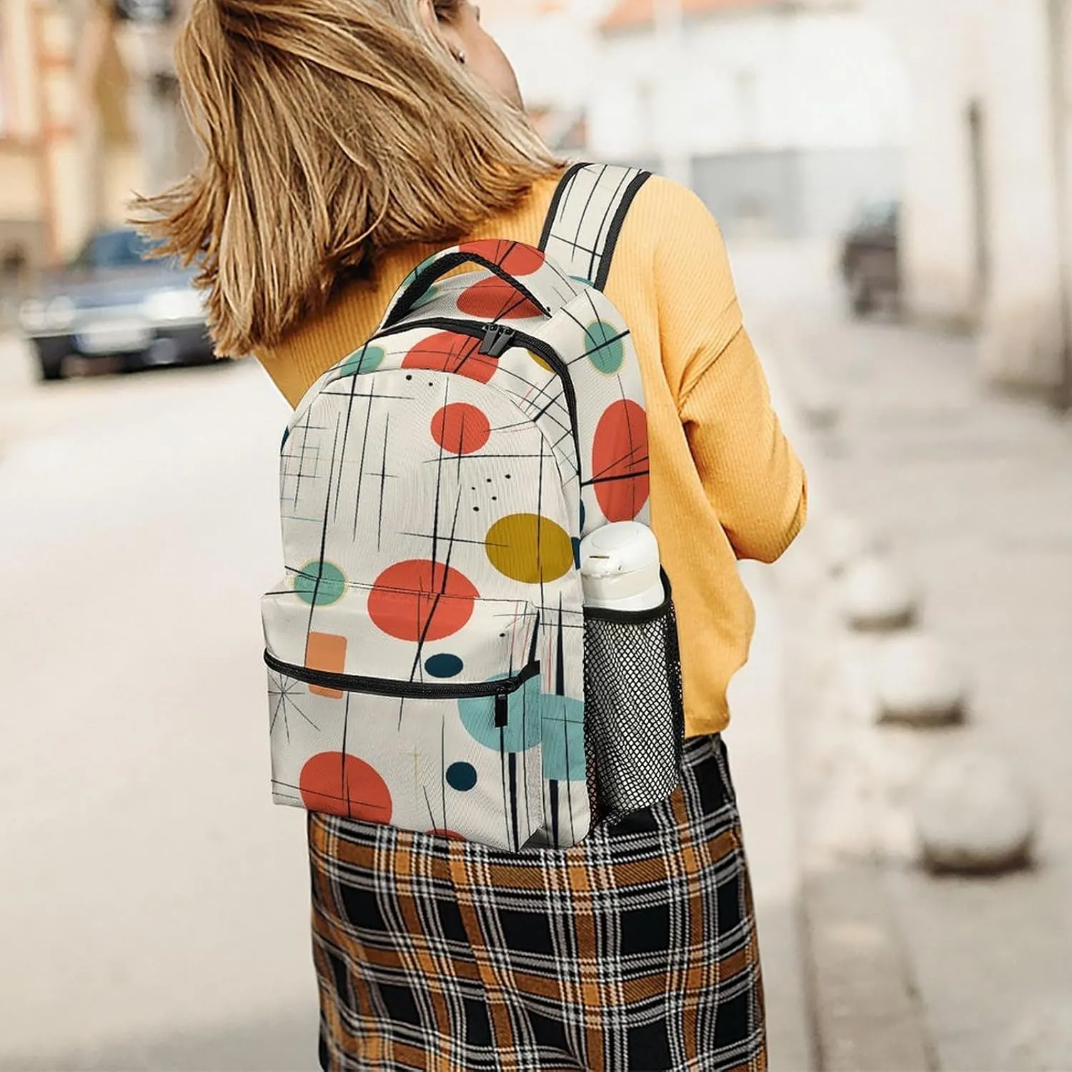 Small Backpacks Personalized Modern Mid Century Printing Travel Bag Lightweight Travel Backpack For Women Men