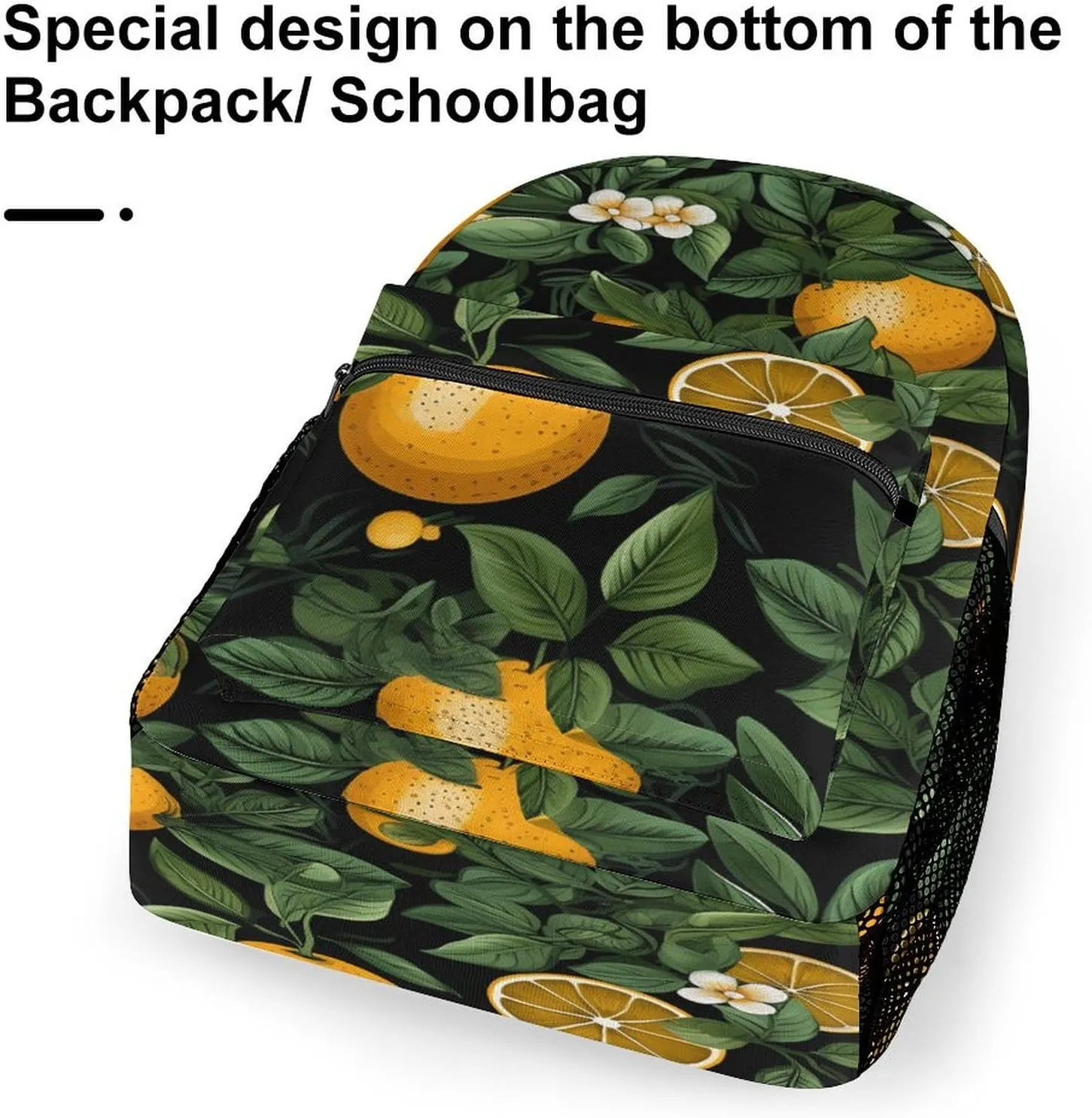 Small Backpacks Personalized Oranges And Leaves Printing Travel Bag Lightweight Travel Backpack For Women Men