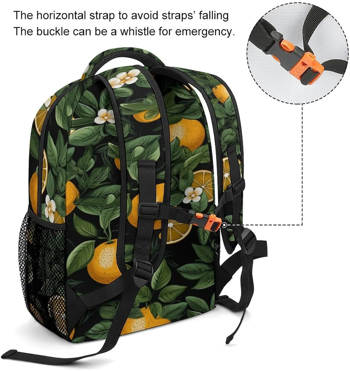 Small Backpacks Personalized Oranges And Leaves Printing Travel Bag Lightweight Travel Backpack For Women Men