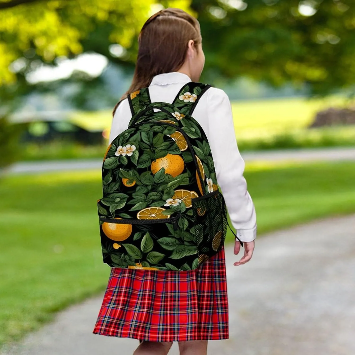 Small Backpacks Personalized Oranges And Leaves Printing Travel Bag Lightweight Travel Backpack For Women Men