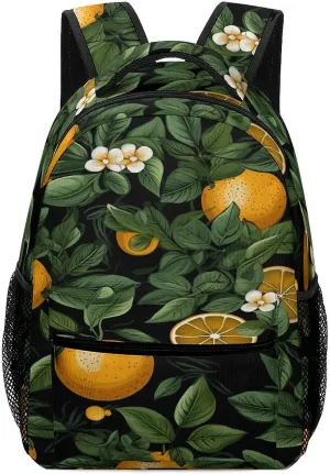 Small Backpacks Personalized Oranges And Leaves Printing Travel Bag Lightweight Travel Backpack For Women Men
