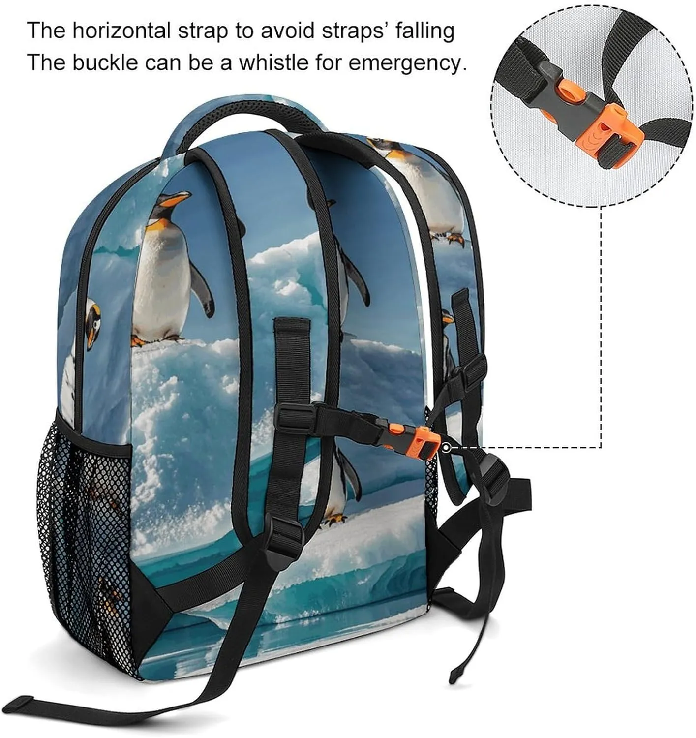 Small Backpacks Personalized Penguins On The Iceberg Printing Travel Bag Lightweight Travel Backpack For Women Men