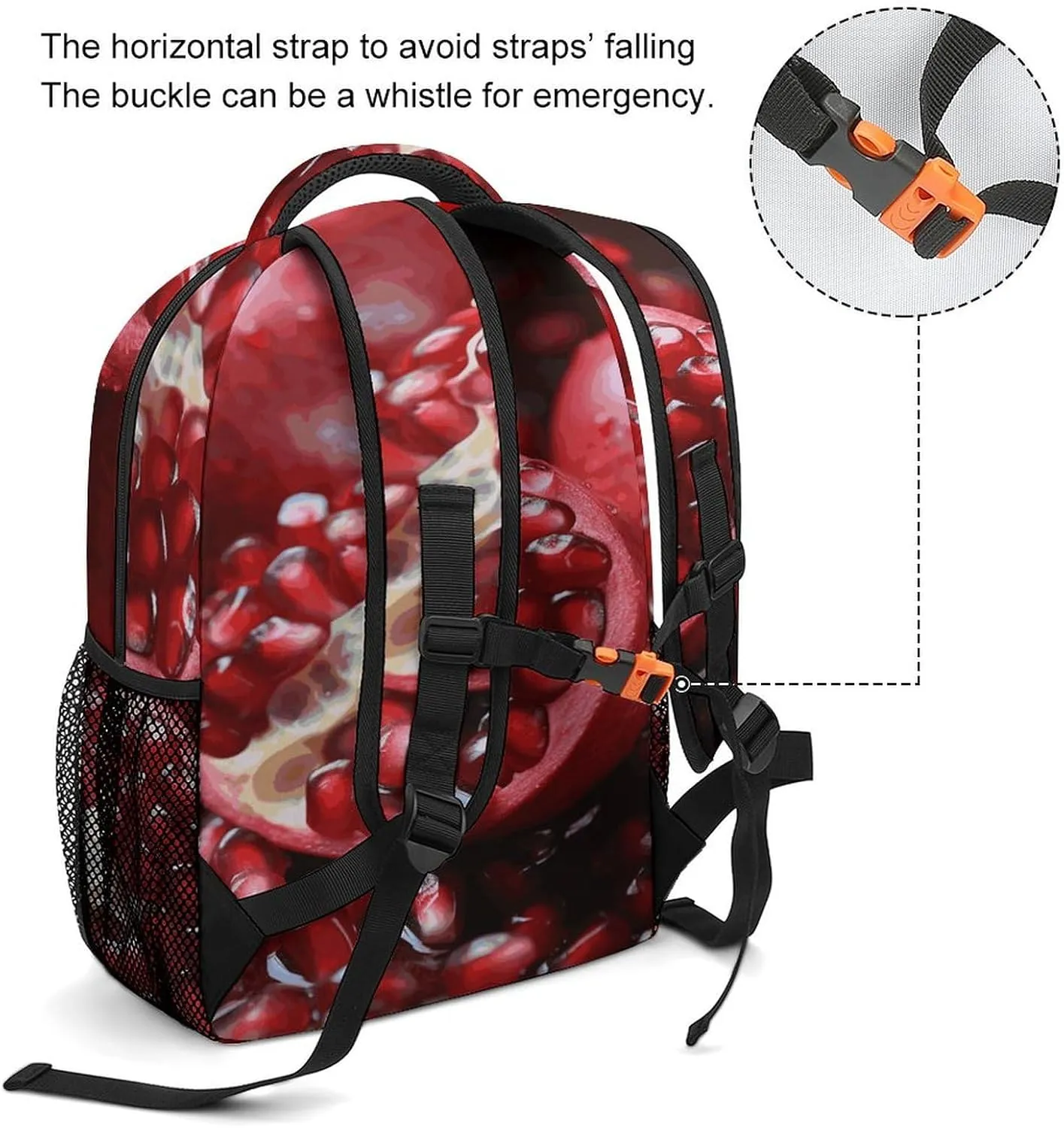 Small Backpacks Personalized Pomegranate Fruit Printing Travel Bag Lightweight Travel Backpack For Women Men