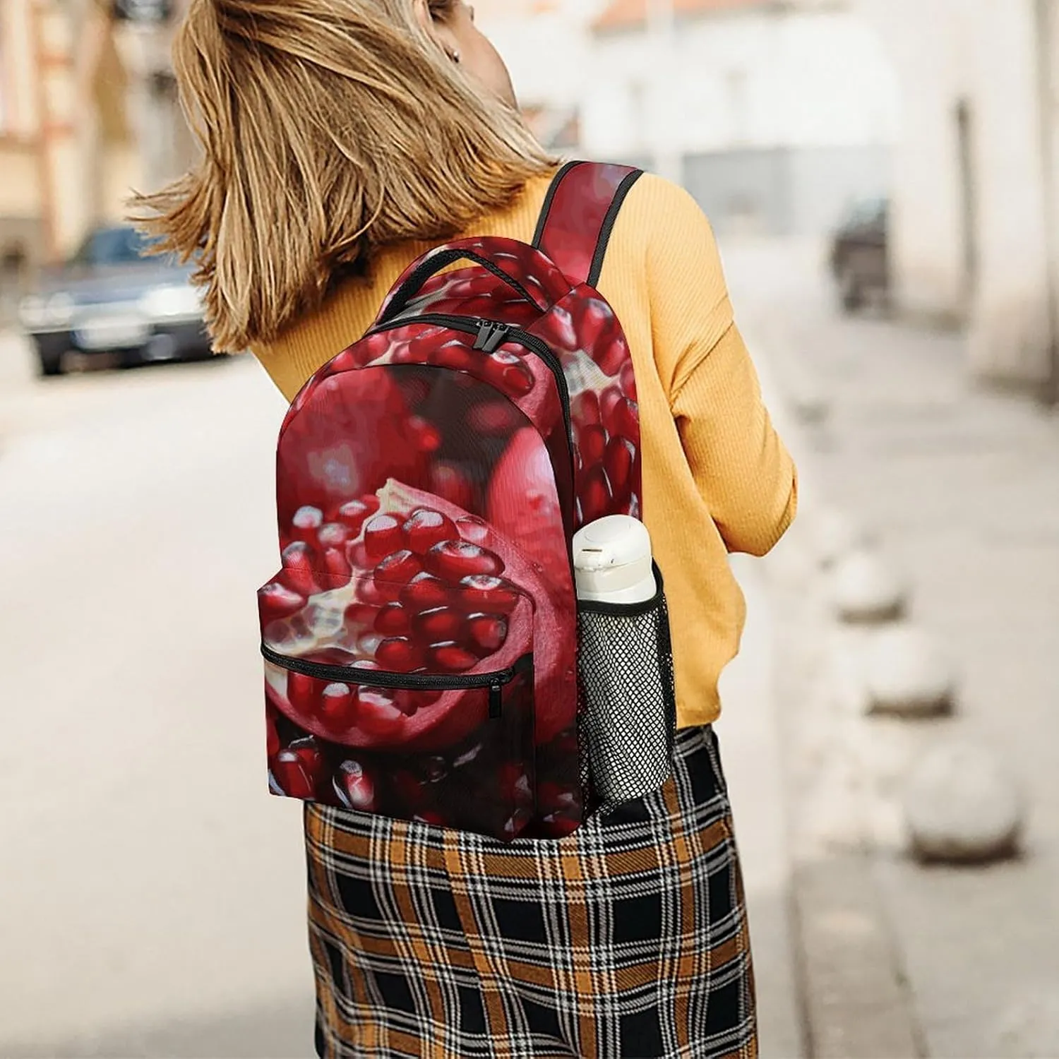 Small Backpacks Personalized Pomegranate Fruit Printing Travel Bag Lightweight Travel Backpack For Women Men
