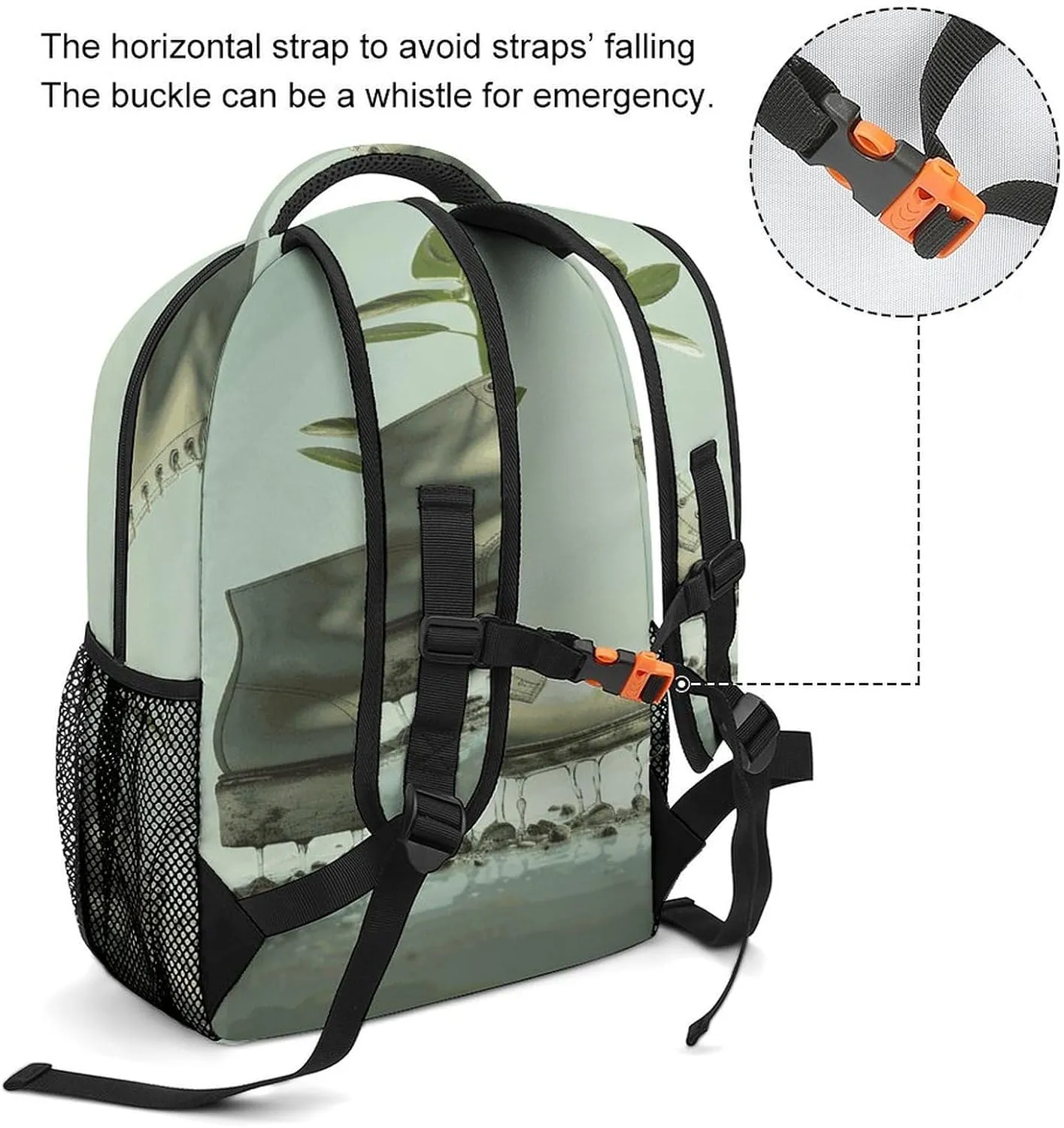 Small Backpacks Personalized Shoes And Green Buds Printing Travel Bag Lightweight Travel Backpack For Women Men