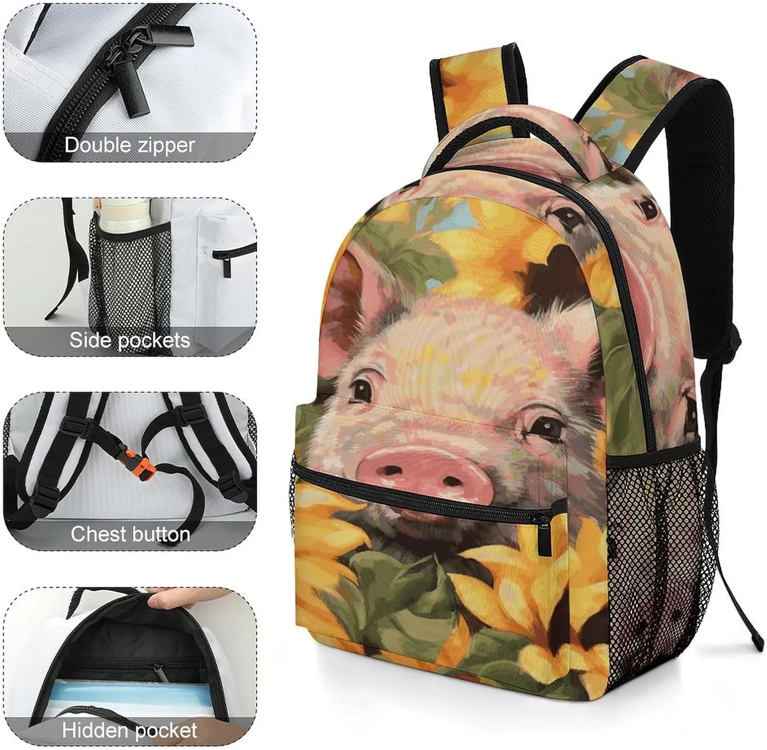 Small Backpacks Personalized Smiling Printing Travel Bag Lightweight Travel Backpack For Women Men